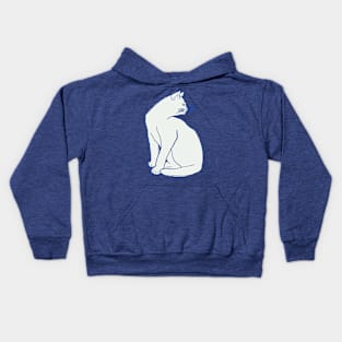 Cat Sitting On A Blue Background Kids Hoodie